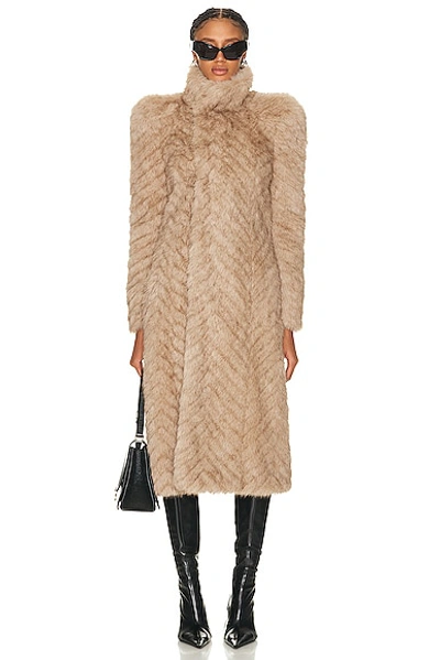 Shop Balenciaga Round Shoulder Coat In Camel