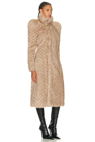 Shop Balenciaga Round Shoulder Coat In Camel