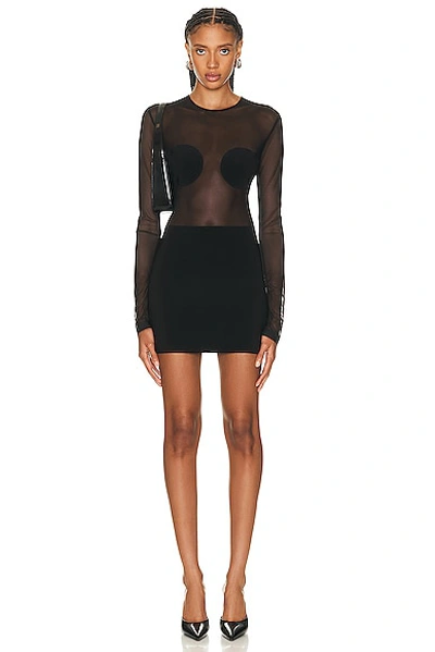Shop Norma Kamali Dot Dash Mini Dress In Black