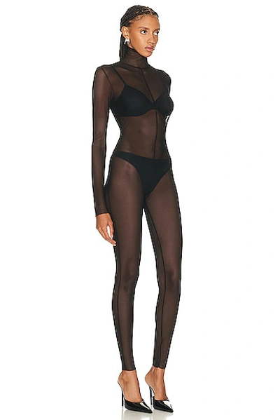 Norma Kamali Long Sleeve Slim Fit Turtleneck Catsuit In Black