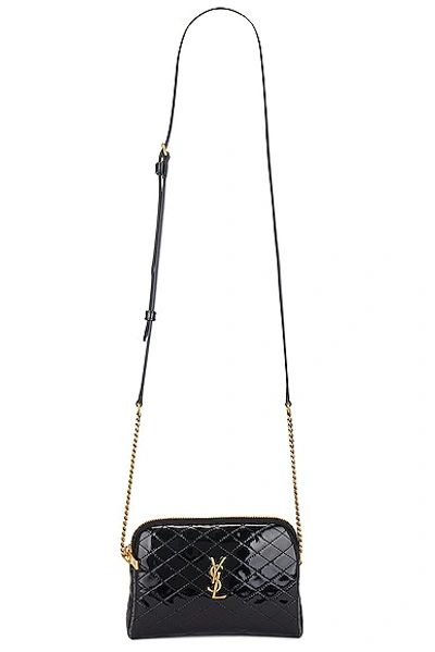 Shop Saint Laurent Gaby Zipped Pouch With Chain Bag In Noir