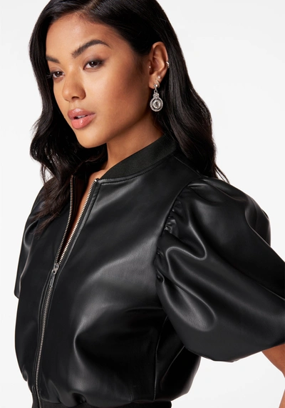 Bebe Vegan Leather Zip Front Jacket In Black