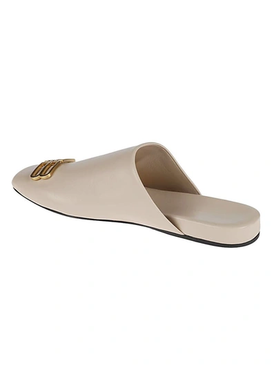 Shop Balenciaga Csy Bb Leahter Slippers In Beige