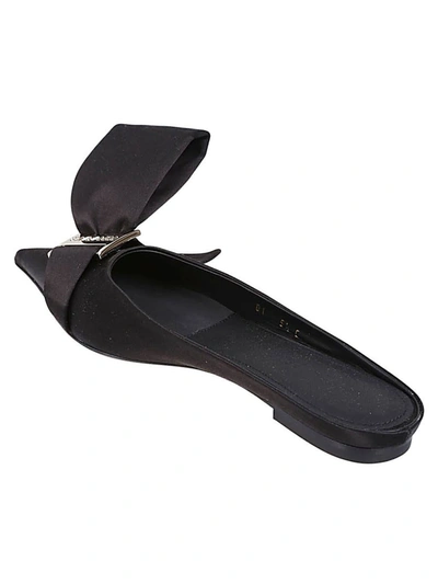 Shop Ferragamo Maxi Bow Leather Slippers In Black