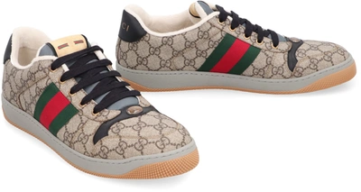 Shop Gucci Screener Canvas Low-top Sneakers In Beige