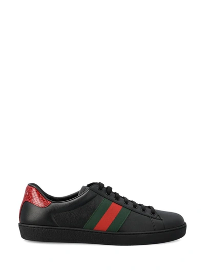 Shop Gucci Sneakers In Black/vrv/red