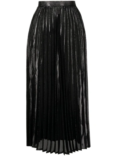 Shop Junya Watanabe Pleated Midi Skirt In Black