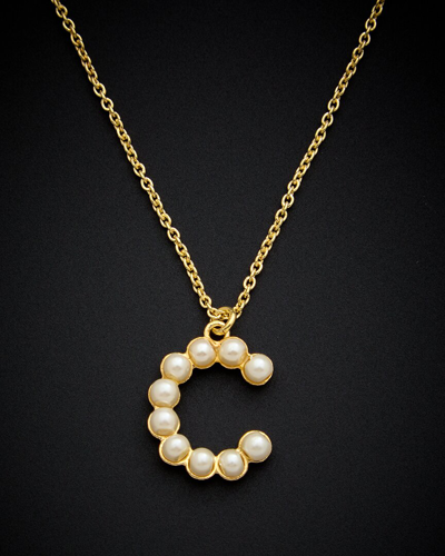 Italian Gold Over Silver 18k  Pearl Initial Necklace