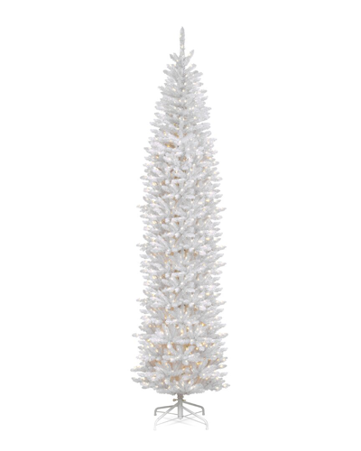 National Tree Company 9ft Kingswood White Fir Pencil Tree With Clear Lights In White