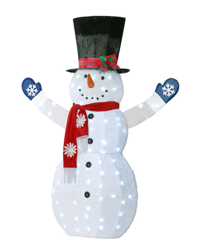 National Tree Company 72in Fuzzy Fabric Snowman With Led Lights In White