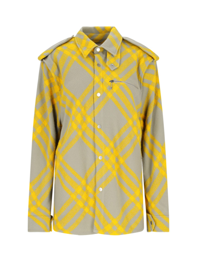 Shop Burberry 'check' Shirt In Yellow