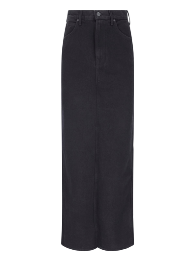 Shop Mother Maxi Denim Skirt In Black  
