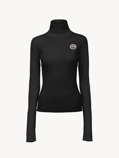 Shop Chloé Pull Col Roulé Femme Noir Taille Xs 75% Laine, 25% Soie In Black