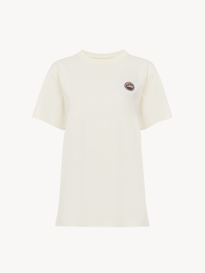 Shop Chloé T-shirt Col Rond Femme Beige Taille Xs 100% Coton