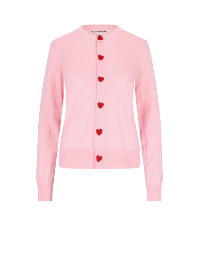 Shop Comme Des Garcons Girl Crew-neck Cardigan In Pink