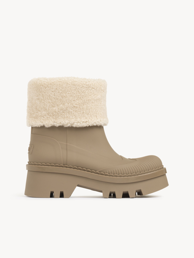 Shop Chloé Raina Ankle Boot Brown Size 5 100% Thermoplastic Polyurethane, Ovis Aries Aries Fur, Farmed, Coo Spa