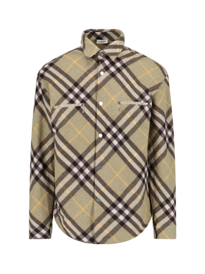 Shop Burberry Check Shirt Jacket In Beige