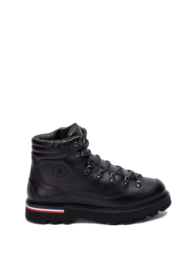 Shop Moncler `peka Trek` Leather Hiking Boots In Black  
