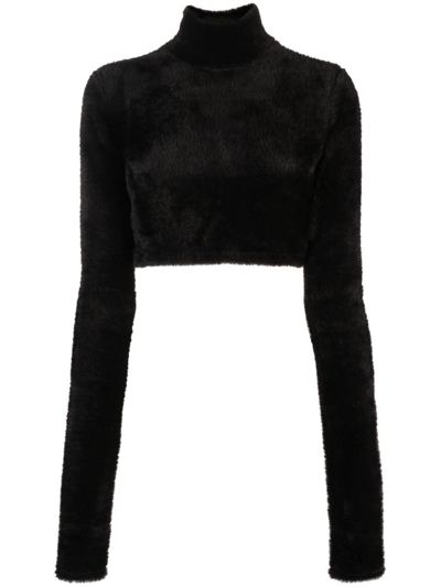 Shop The Andamane `orchid` Turtle-neck Crop Top In Black  
