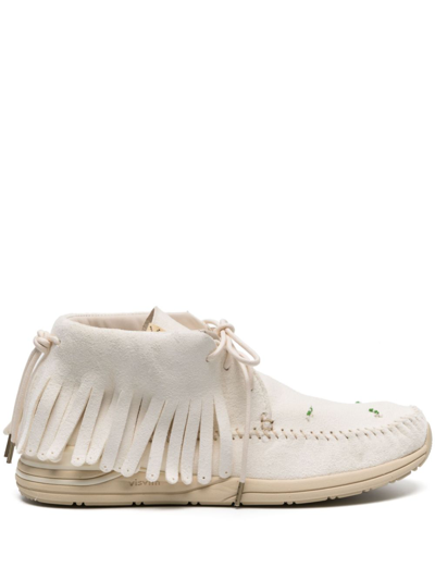 Shop Visvim Fbt Shaman-folk Fringed Suede Boots - Men's - Calf Leather/calf Suede/rubber In White