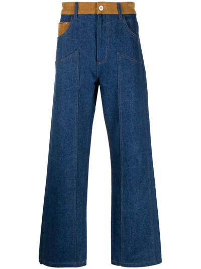 Shop Wales Bonner Blue Wander Two-tone Jeans