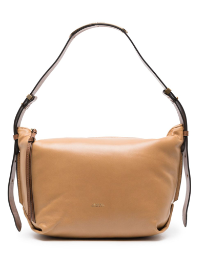 Shop Isabel Marant Neutral Leyden Leather Shoulder Bag In Neutrals