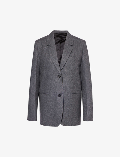 Totême Grey Single-breasted Jacket With Notched Revers In Wool Blend Woman In Grey Melange 074