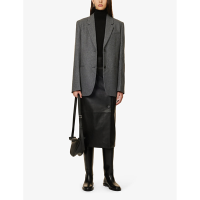 Totême Grey Single-breasted Jacket With Notched Revers In Wool Blend Woman In Grey Melange 074