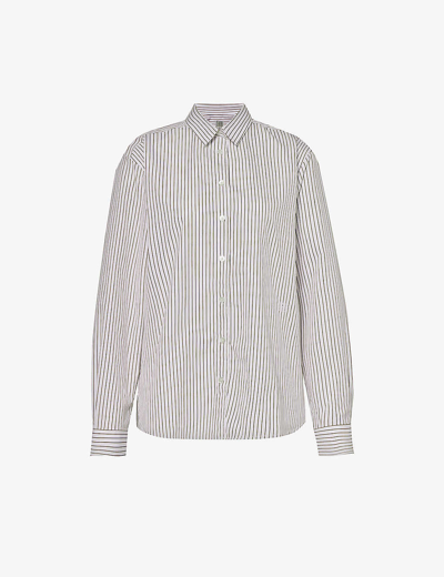 Shop Totême Signature Striped Cotton Shirt In White