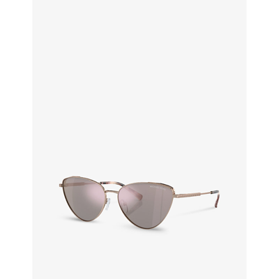 Shop Michael Kors Women's Gold Mk1140 Cortez Cat Eye-frame Metal Sunglasses