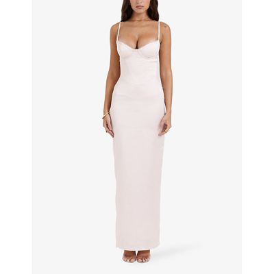 House Of Cb Stefania Underwire Corset Bodice Satin Gown In Orange