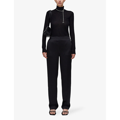 Shop Joseph Women's Black Tova Elasticated-waist Silk Trousers