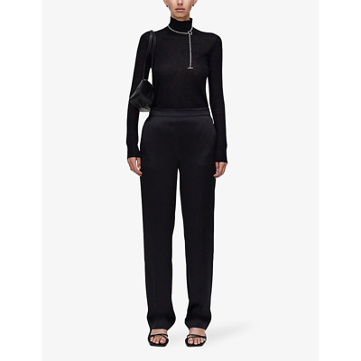 Joseph Womens  Tova Elasticated-waist Silk Trousers In Black