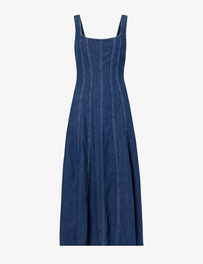 Shop Reformation Women's Caspian Amory Square-neck Denim Midi Dress