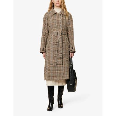 Shop Kassl Editions Women's Check Camel Single-breasted Check Wool-blend Coat
