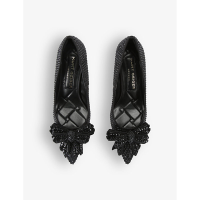 Shop Kurt Geiger London Women's Black Belgravia Bow Crystal-embellished Courts