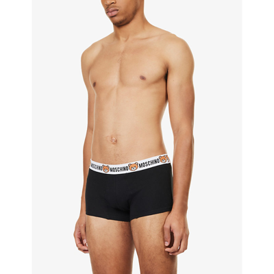 Shop Moschino Men's Black Bear Mid-rise Pack Of Two Stretch-cotton Trunks