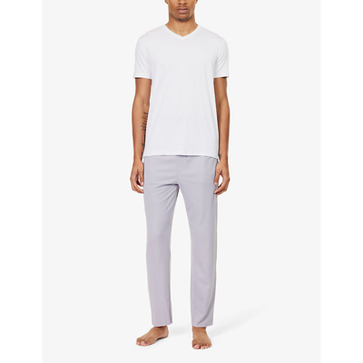 Shop Calvin Klein Men's Dapple Grey Branded-waistband Stretch Cotton-blend Pyjama Bottoms