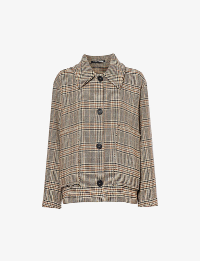 Shop Kassl Editions Women's Check Camel Single-breasted Check Wool-blend Jacket
