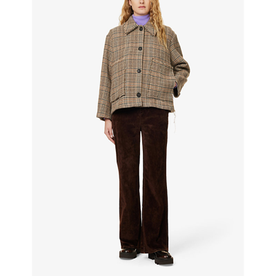Shop Kassl Editions Women's Check Camel Single-breasted Check Wool-blend Jacket