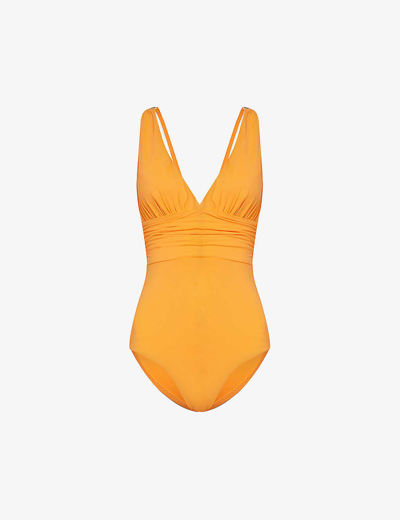 Shop Melissa Odabash Women's Orange Panarea V-neck Swimsuit