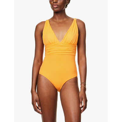 Shop Melissa Odabash Panarea V-neck Swimsuit In Orange