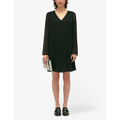 Shop Claudie Pierlot Womens Noir / Gris Rififi V-neck Woven Midi Dress