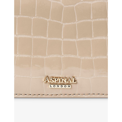 Shop Aspinal Of London Women's Taupe Mayfair Croc-effect Leather Clutch Bag