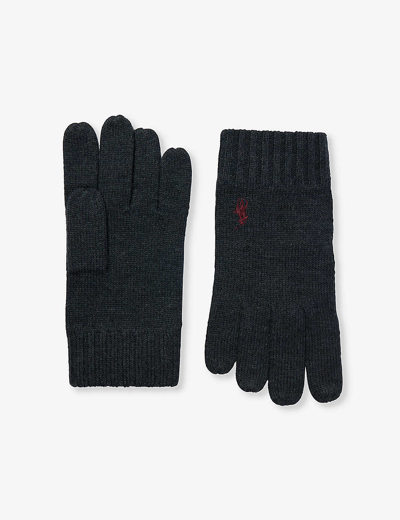 Shop Polo Ralph Lauren Mens Dark Granite Hthr Prl Merino Gloves