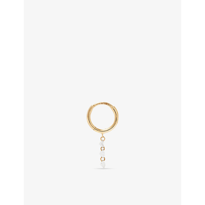 Shop Persée Paris Persee Paris Womens Yellow Gold 18ct Yellow-gold And 0.40ct Diamond Single Hoop Earring