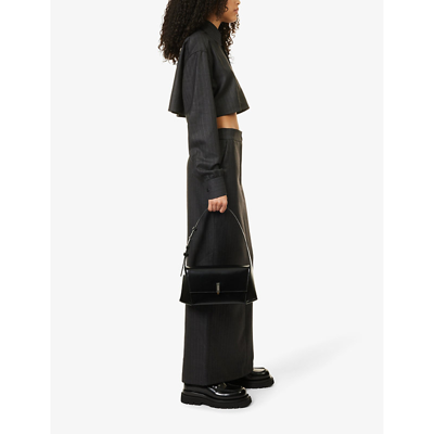 Shop Woera Women's Black Regular-fit Cropped Cashmere Shirt In 54