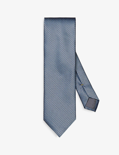 Shop Eton Mens Blue Patterned Silk Tie In Dark Blue