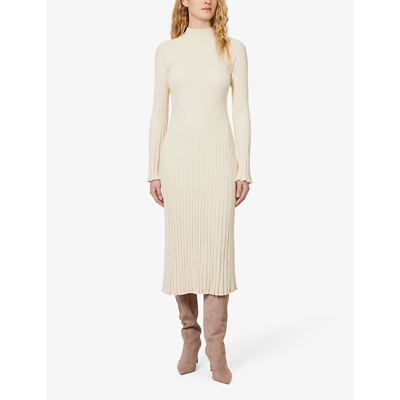 Shop Proenza Schouler Womens Ecru Flared-hem Ribbed-knit Midi Dress