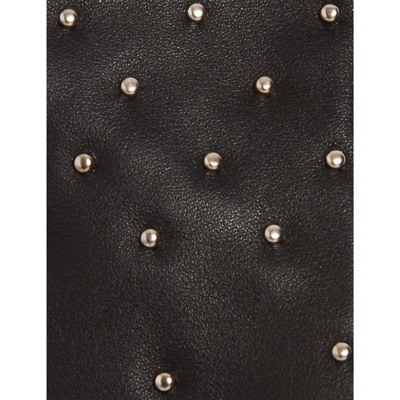 Shop Claudie Pierlot Women's Noir / Gris Bonneterie Stud-embellished Leather Gloves